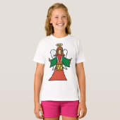 Christmas Angel Drummer Holiday Music Design T-shirt (Voorkant volledig)