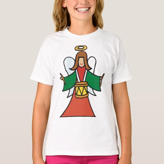 Christmas Angel Drummer Holiday Music Design T-shirt (Voorkant)
