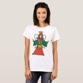 Christmas Angel Drummer Holiday Music Design T-shirt (Voorkant volledig)
