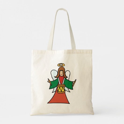 Christmas Angel Drummer Holiday Music Design Tote Bag (Achterkant)