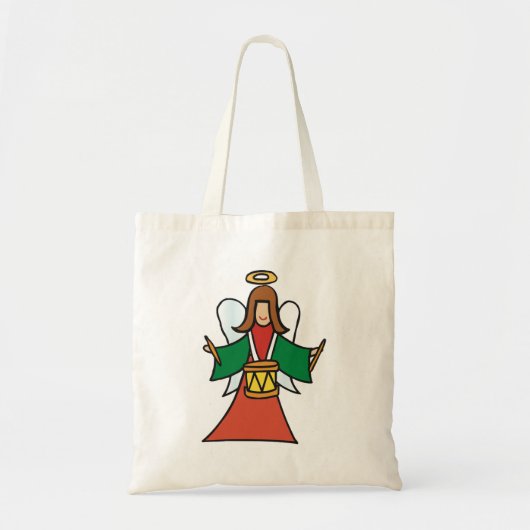 Christmas Angel Drummer Holiday Music Design Tote Bag (Voorkant)