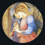 Christmas Angel Edward Burne-Jones Stickers<br><div class="desc">Angel Een flageolet, tempera en gouden verf op papier spelen, ca. 1878 door Edward Coley Burne-Jones. Palet is getekend uit de Renaissance, rijk aan rood, blauw en goud. Perfect voor kerstkaarten, cadeauverpakking, uitnodigingen voor vakanties en notities - mooi en smaakvol het hele jaar door. Bijpassende kaarten, briefkaarten, cadeau labels en...</div>