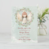 Christmas Angel en Holly baby shower Uitnodiging (Staand voorkant)