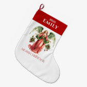 Christmas Angel Fancy vrolijke kersttypografie Grote Kerstsok (Voorkant (Hangend))