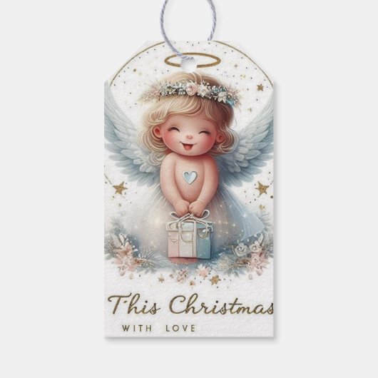 Christmas Angel Gift label, betoverd, magisch cade Cadeaulabel (Achterkant)