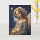 Christmas Angel Girl Holiday  Custom Kaart (Gele Bloem)