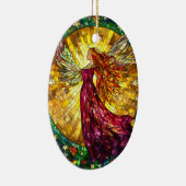 Christmas Angel Glas in lood Uiterlijk Keramisch Ornament (Rechts)
