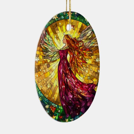 Christmas Angel Glas in lood Uiterlijk Keramisch Ornament (Rechts)