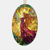 Christmas Angel Glas in lood Uiterlijk Keramisch Ornament (Links)