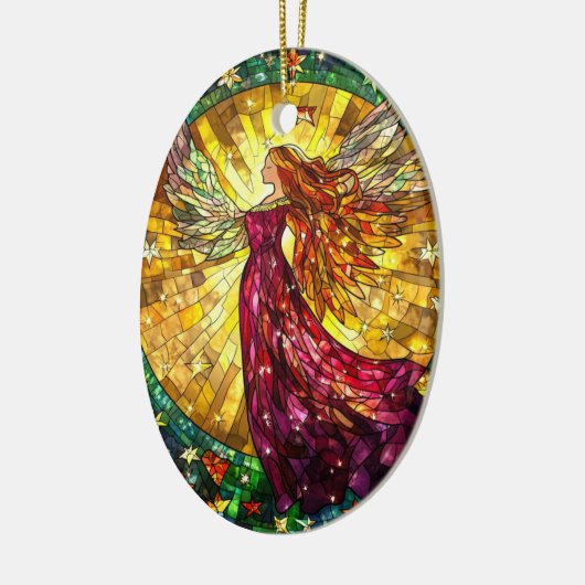 Christmas Angel Glas in lood Uiterlijk Keramisch Ornament (Links)