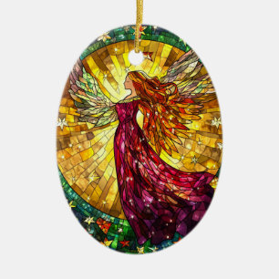 Christmas Angel Glas in lood Uiterlijk Keramisch Ornament