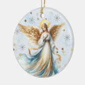 Christmas Angel Gold Blue Waterverf Keramisch Ornament (Links)