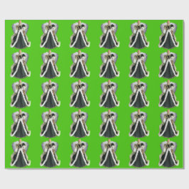 Christmas Angel Green Wrapping Paper Cadeaupapier