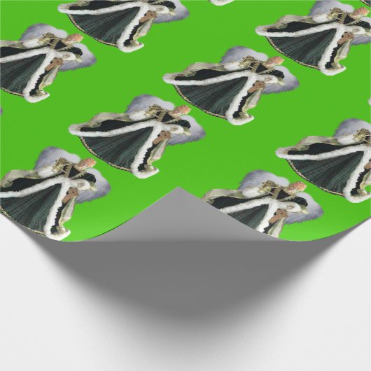 Christmas Angel Green Wrapping Paper Cadeaupapier (Hoek)