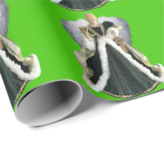 Christmas Angel Green Wrapping Paper Cadeaupapier (Rol Hoek)