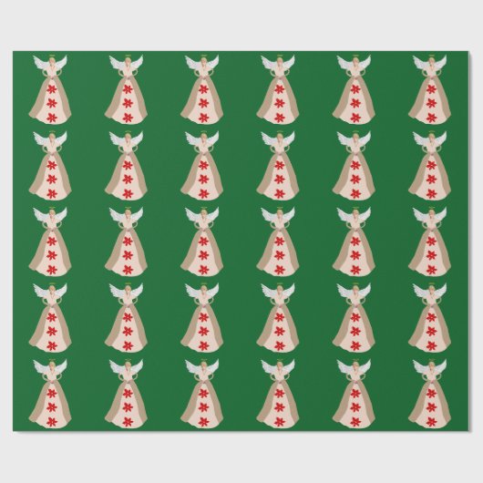 Christmas Angel Green Wrapping Paper Cadeaupapier (Vlak)