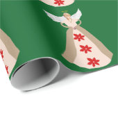 Christmas Angel Green Wrapping Paper Cadeaupapier (Rol Hoek)