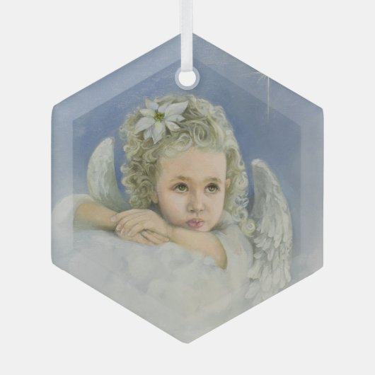 Christmas Angel Hexagon Glas Ornament (Voorkant)