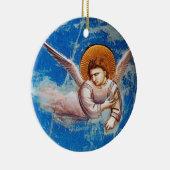 CHRISTMAS ANGEL IN BLUE SKY, FLORAL CROWN KERAMISCH ORNAMENT (Rechts)