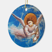 CHRISTMAS ANGEL IN BLUE SKY, FLORAL CROWN KERAMISCH ORNAMENT (Links)