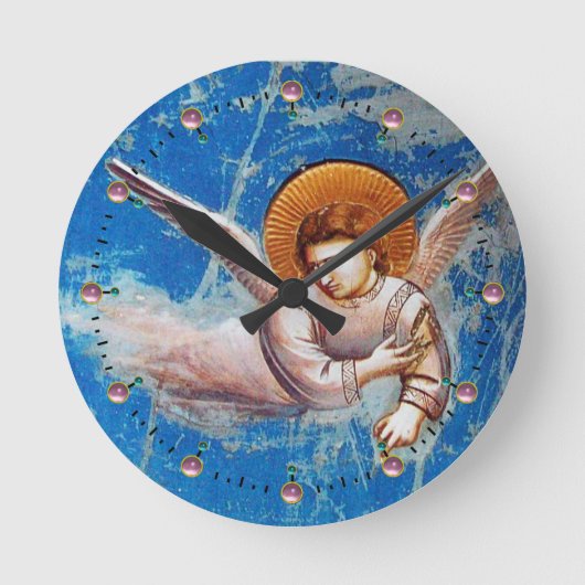 CHRISTMAS ANGEL IN BLUE SKY RONDE KLOK (Voorkant)