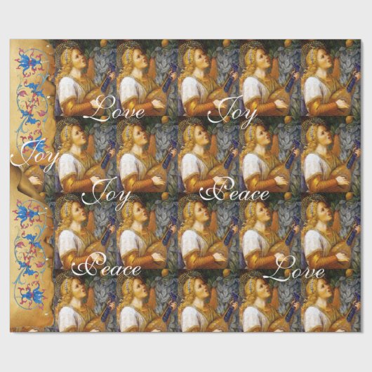 CHRISTMAS ANGEL, JOY PEACE LOVE PARCHMENT CADEAUPAPIER (Vlak)