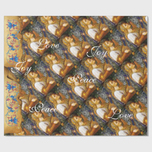 CHRISTMAS ANGEL, JOY PEACE LOVE PARCHMENT CADEAUPAPIER