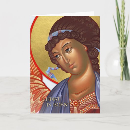 Christmas Angel Kaart met kerststal binnen (Voorkant)