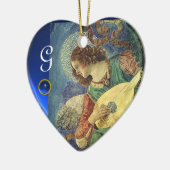 CHRISTMAS ANGEL MAAK MUZIEK Heart GemMonogram Keramisch Ornament (Links)