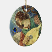 CHRISTMAS ANGEL MAAKT MUZIEK Blue Gem Stone Keramisch Ornament (Rechts)