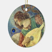 CHRISTMAS ANGEL MAAKT MUZIEK Blue Gem Stone Keramisch Ornament (Links)