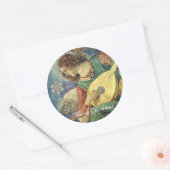 CHRISTMAS ANGEL MAAKT MUZIEK MET DIAMOND STAR RONDE STICKER (Envelop)