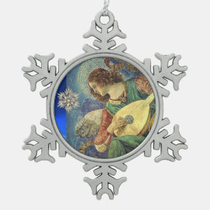 CHRISTMAS ANGEL MAAKT MUZIEK MET DIAMOND STAR TIN SNEEUWVLOK ORNAMENT