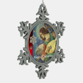 CHRISTMAS ANGEL MAAKT MUZIEK MET DIAMOND STARS TIN SNEEUWVLOK ORNAMENT (Links)