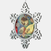 CHRISTMAS ANGEL MAAKT MUZIEK MET DIAMOND STARS TIN SNEEUWVLOK ORNAMENT (Rechts)