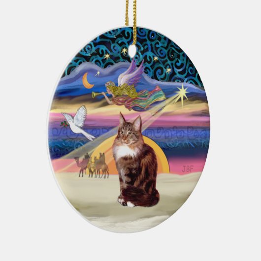 Christmas Angel - Maine Coon kat Keramisch Ornament (Rechts)