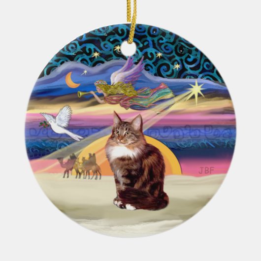 Christmas Angel - Maine Coon kat Keramisch Ornament (Voorkant)