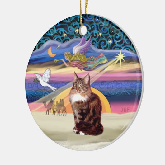 Christmas Angel - Maine Coon kat Keramisch Ornament (Links)
