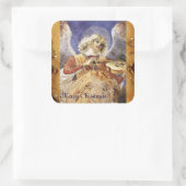 CHRISTMAS ANGEL MAKING MUSIC ANTIEK PARCHCHMENT VIERKANTE STICKER (Tas)