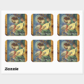 CHRISTMAS ANGEL MAKING MUSIC ANTIEK PARCHCHMENT VIERKANTE STICKER (Vel)