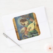 CHRISTMAS ANGEL MAKING MUSIC ANTIEK PARCHCHMENT VIERKANTE STICKER (Envelop)