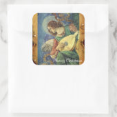 CHRISTMAS ANGEL MAKING MUSIC ANTIEK PARCHCHMENT VIERKANTE STICKER (Tas)