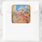 CHRISTMAS ANGEL MAKING MUSIC ANTIEK PARCHCHMENT VIERKANTE STICKER (Tas)