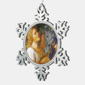 CHRISTMAS ANGEL MAKING MUSIC blue green turquoise Tin Sneeuwvlok Ornament (Rechts)