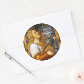 CHRISTMAS ANGEL MAKING MUSIC OUD PARCHMENT RONDE STICKER (Envelop)
