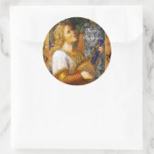 CHRISTMAS ANGEL MAKING MUSIC OUD PARCHMENT RONDE STICKER (Tas)