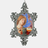 CHRISTMAS ANGEL MAKING MUSIC red, blue turquoise Tin Sneeuwvlok Ornament (Links)