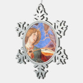 CHRISTMAS ANGEL MAKING MUSIC red, blue turquoise Tin Sneeuwvlok Ornament (Rechts)