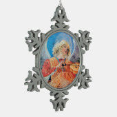 CHRISTMAS ANGEL MAKING MUSIC roze blauwe turquoise Tin Sneeuwvlok Ornament (Links)