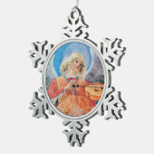 CHRISTMAS ANGEL MAKING MUSIC roze blauwe turquoise Tin Sneeuwvlok Ornament (Rechts)